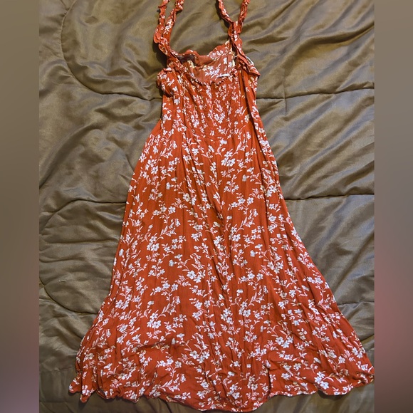 Lulu's Vibrant Orange Dress with White Floral Design - Picture 3 of 4